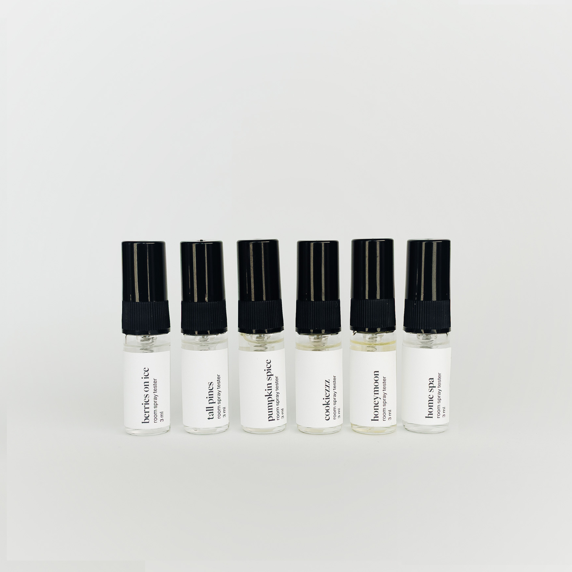 Discovery Set Vol. 2 – 6 mostre parfumuri de cameră Omahteka, spray 3ml: Home Spa, Berries on Ice, Pumpkin Spice, Tall Pines, Honeymoon, Cookiezzz