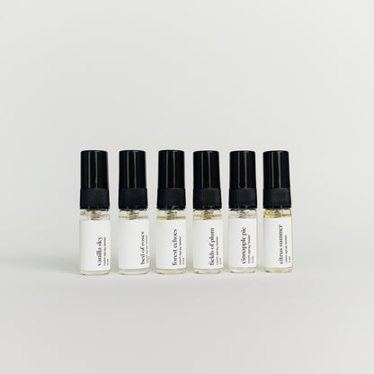 Discovery Set Vol. 1 - 6 mostre parfumuri de cameră Omahteka, spray 3ml: Citrus Summer, Cinnapple Pie, Fields of Plum, Vanilla Sky, Bed of Roses, Forest Echoes