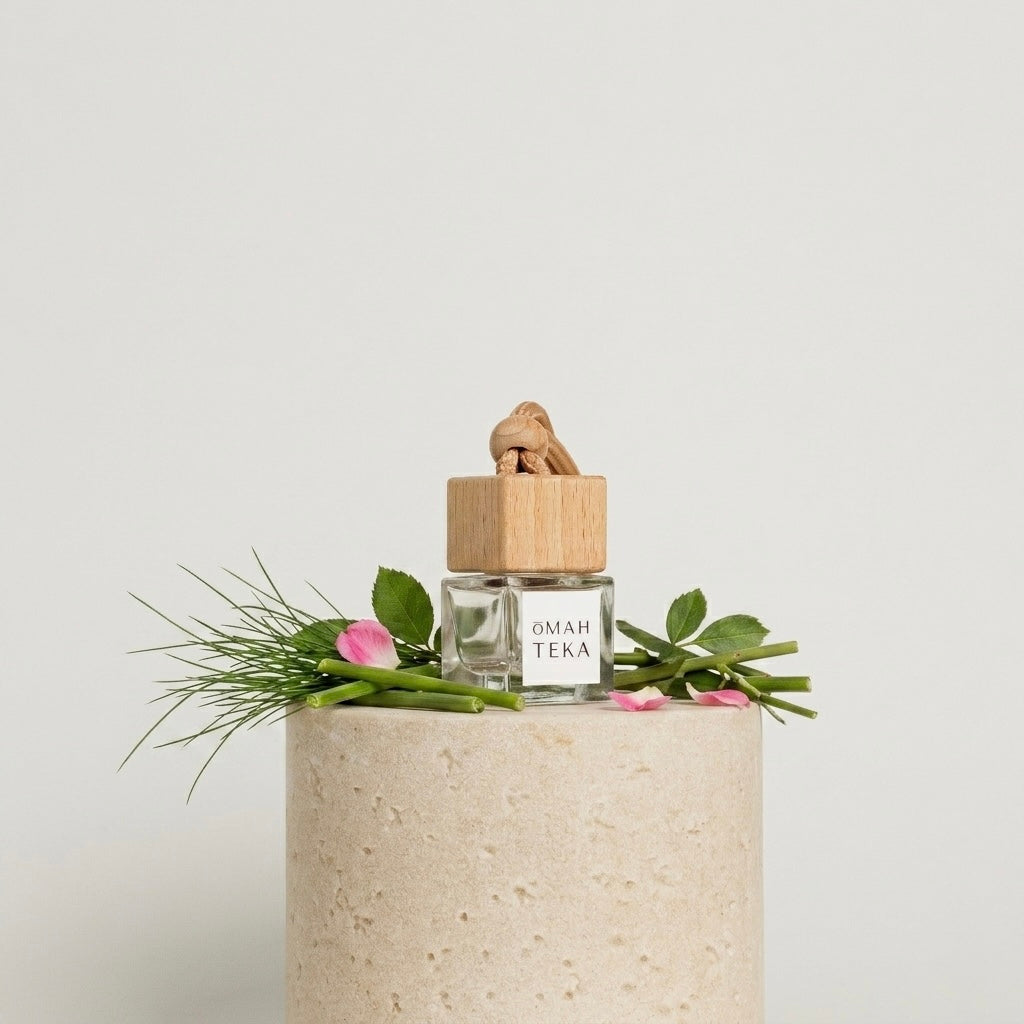 Parfum auto Grass Verde Omahteka, aromă fresh și energizantă de iarbă proaspătă și trandafir